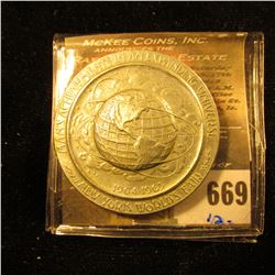 New York's World's Fair Medal 1964-1965 "Man's Achievements In An Expanding Universe" On The Front. 