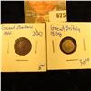 Image 1 : 1838 British 2 Pence Silver Coin Plus 1844 Half Farthing,