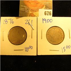 1900 S Barber Quarter And 1876 Seated Quarter