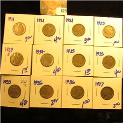 Buffalo Nickel Lot Includes 1929-S, 1921, 1935, 1921, 1935, 1936, 1934, 1923, 1937, 1935, 1921, And 