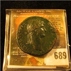 Bronze Sestertius Of Hadrian Bronze Roman Coin …. This Is A Half Dollar Sized Coin With Lots Of Deta