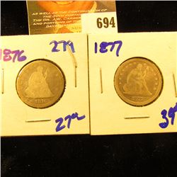 1876 And 1877 Seated Quarters