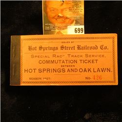 Special Race Track Service Commutation Ticket Between Hot Springs And Oak Lawn Issued By Hot Springs