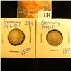 Image 1 : 1919-D And 1916-D Silver German Half Mark Coins