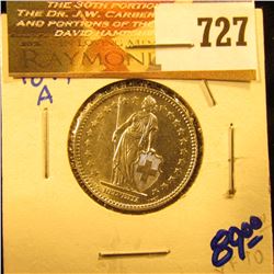 1894-A Swiss 1 Franc Coin