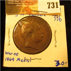Christian The 9th King Of Denmark War Of 1864 Bronze Medal