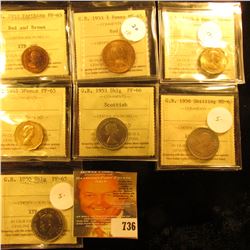 Graded Coins From ICCS.  Included In This Lot Is A British 3 Pence Coin Dated 1953 And Graded Ms65, 