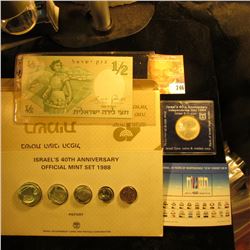 Israeli Coin, Stamp, And Paper Money Lot.  This Lot Includes A 40th Anniversary Of Israel Coin Set, 