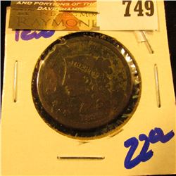1838 Coronet Head Large Cent With Full Liberty