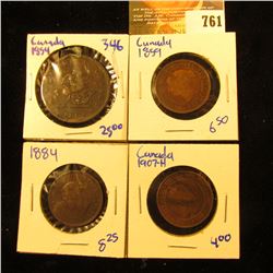 Canadian Coin Lot Includes Dragon Slayer Bank Of Upper Canada Bank Token Dated 1854, 1859 Large Cent