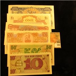 7 Piece Military Payment Certificates From Great Britain.  They Are All Crisp Notes