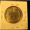 Image 2 : Swiss Silver 5 Francs Coin Dated 1869-B