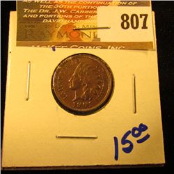 1901 Indian Head Penny With Beads, Liberty, And Diamonds Visible