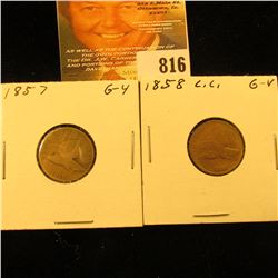 1857 & 1858 Large Letters U.S. Flying Eagle Cents.