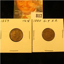 1859 & 1860 U.S. Indian Head Cents.