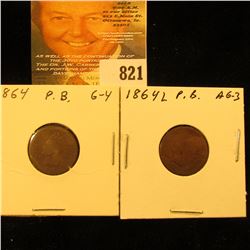 1864 & 1864 L Bronze U.S. Indian Head Cents.