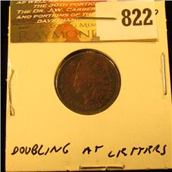 1865 Fancy Five Indian Head Cent. Slightly porous with hub doubling, EF.