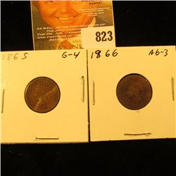 1865 & 1866 U.S. Indian Head Cents.