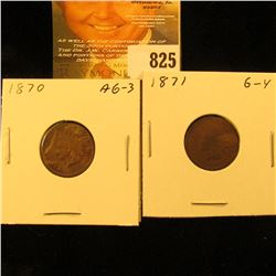 1870 & 1871 U.S. Indian Head Cents.