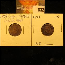 1859 & 1860 U.S. Indian Head Cents.