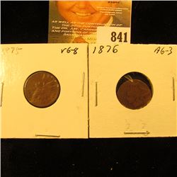 1875 & 1876 U.S. Indian Head Cents.
