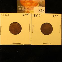 1868 & 1869 U.S. Indian Head Cents.