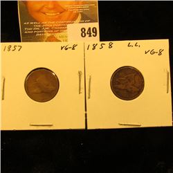 1857 & 1858 Large Letters U.S. Flying Eagle Cents.