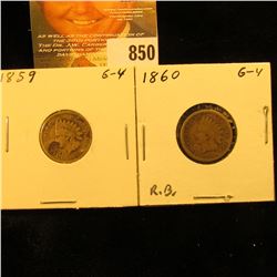 1859 & 1860 U.S. Indian Head Cents.