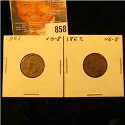 1861 & 1862 U.S. Indian Head Cents.