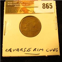 1857 U.S. Flying Eagle Cent with Obverse rim cuds. VG.