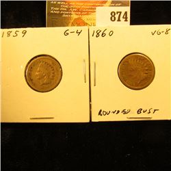 1859 & 1860 U.S. Indian Head Cents.