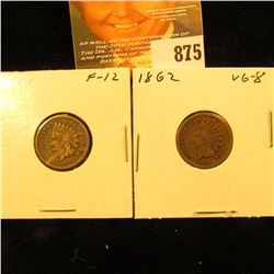 1861 & 1862 U.S. Indian Head Cents.