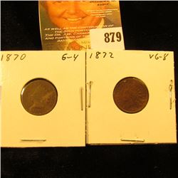 1870 & 1872 U.S. Indian Head Cents.