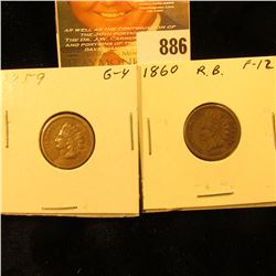 1859 & 1860 U.S. Indian Head Cents.