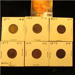 1859, 1863, 1864 Bronze, 1873 open 3, 1874, & 1876 U.S. Indian Head Cents.