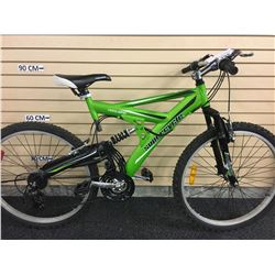 GREEN SUPERCYCLE HOOLIGAN 21 SPEED FRONT SUSPENSION MOUNTAIN BIKE