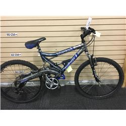 GREY AND BLUE INFINITY VORTEX 21 SPEED FULL SUSPENSION MOUNTAIN BIKE