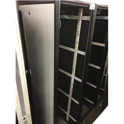 BLACK AND GREY 6.5` METAL AND GLASS FRONT SERVER RACK, AS-IS