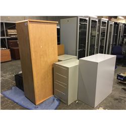 LOT OF MISC. OFFICE FURNITURE INC. DESKS, FILE CABINETS AND MORE