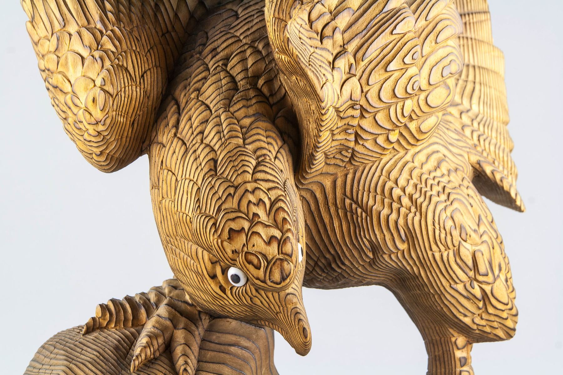 American/Canadian Wood Carved Eagle Statue