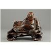 Image 1 : Wood Carved Laughing Buddha with Stand