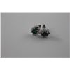 Image 2 : NEW GREEN EMERALD AND DIAMOND STUD EARRINGS - 1.05 CT OVAL CUT EMERALDS - STERLING SILVER