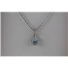 Image 2 : 3.5 CT BABY BLUE TOPAZ AND DIAMOND NECKLACE - PEAR CUT 10X7MM + 2 DIAMONDS - INCLUDES CERTIFICATE