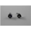 Image 2 : NEW PAIR OF OCEAN BLUE MYSTIC TOPAZ AND DIAMOND EARRINGS - 2.2 CT TRILLION CUT TOPAZ - STERLING