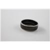 Image 2 : NEW TITANIUM BAND RING - SILVER TONE AND BLACK - SMOOTH COMFORT FIT - INCLUDES CERTIFICATE