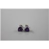 Image 2 : NEW PURPLE AMETHYST STUD EARRINGS - 1.35 CTW HEART CUT AMETHYST - POST AND BUTTERFLY BACKS -