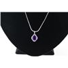 Image 2 : HUGE 4.2 CT PURPLE AMETHYST AND DIAMOND NECKLACE - OVAL CUT - 4 CLAW SETTING - VS CLARITY