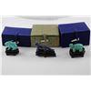 Image 1 : 3 FIGURINES WITH STAND AND BOX - TURQUOISE RABBIT AND TORTOISE, LAPIS FOX