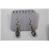 Image 2 : STERLING SILVER AND PURPLE AMETHYST PIN AND EARRING SET