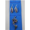 Image 3 : STERLING SILVER AND PURPLE AMETHYST EARRINGS, STERLING SILVER MARCASITE PENDANT